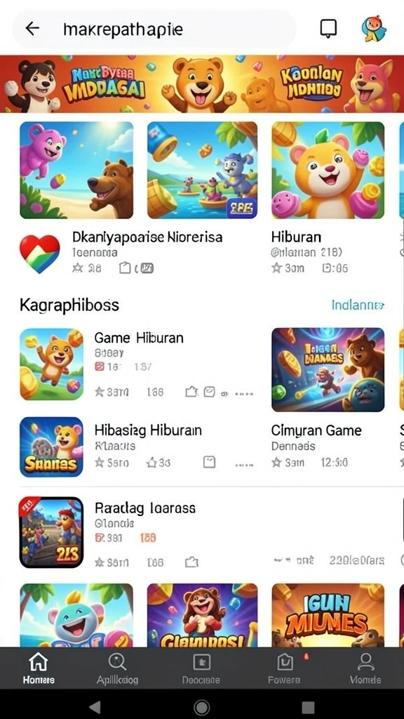 Screenshot menampilkan tampilan antarmuka utama permainan dengan pilihan slot yang beragam.