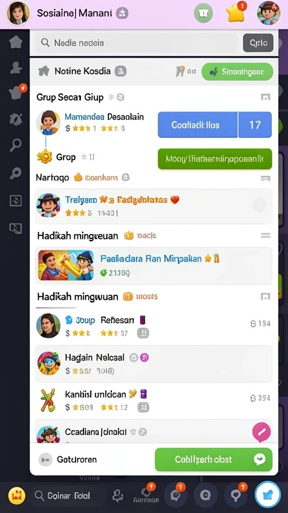 Simbol-simbol berwarna yang menarik perhatian.